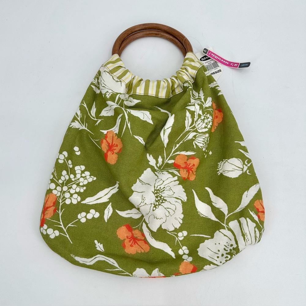 VTG Old Navy Purse 2-handle Bag Deadstock 2005 Green Floral Reversible Boho NWT
